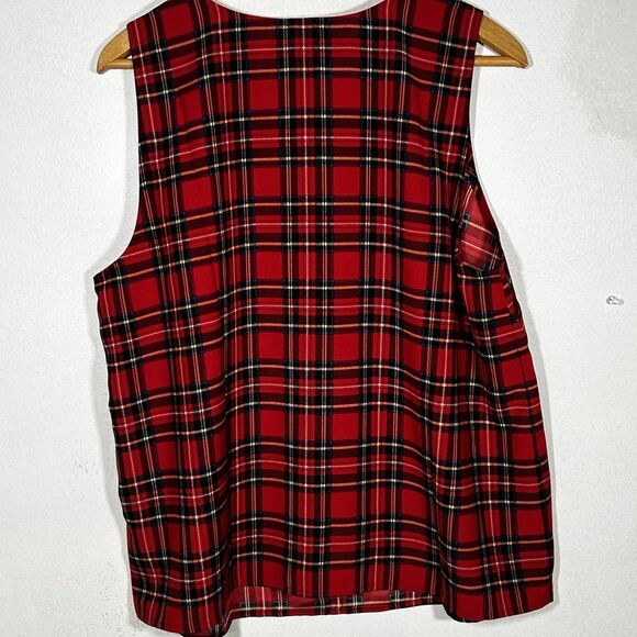 J.Crew Tartan Plaid Sleeveless Blouse Top Size XL V-Neck Factory Holidays Preppy - Picture 8 of 8